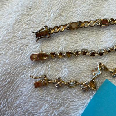 Lot of 3 Tennis Bracelets Gold on Sterling Silver