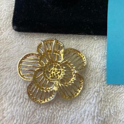 Gorgeous Filigree Retro Floral Pendant Gold on Sterling