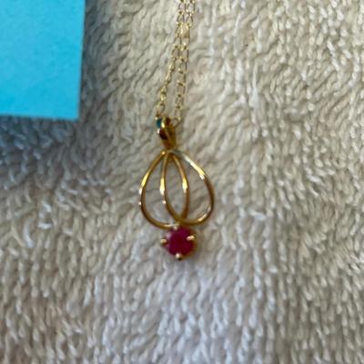 14K Ruby Petite Pendant with chain