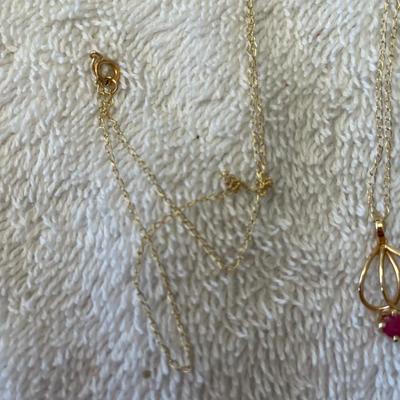 14K Ruby Petite Pendant with chain