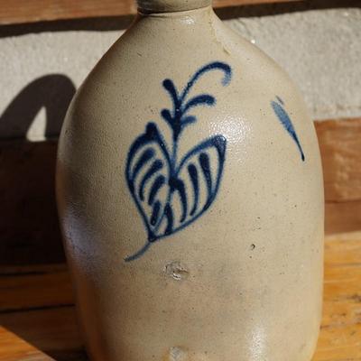 STONEWARE JUG WITH HEART SHAPED LEAVES