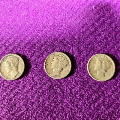 3 US Mint Mercury Silver Dimes