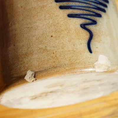 STONEWARE JUG STAMPED NA WHITE & SON UTICA NY PINE TREE SWIRL COBALT DESIGN