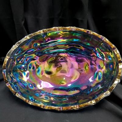 Vintage Blue Carnival Glass Bowl