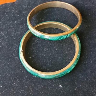 Chrysoprase Brass Bangles