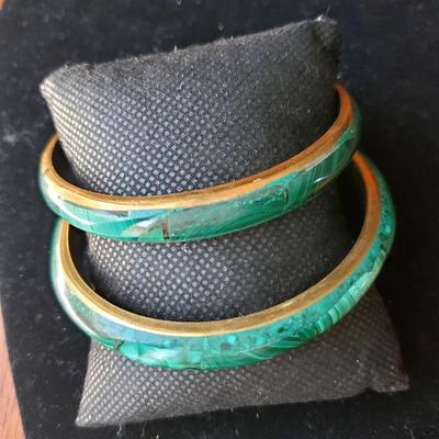 Chrysoprase Brass Bangles