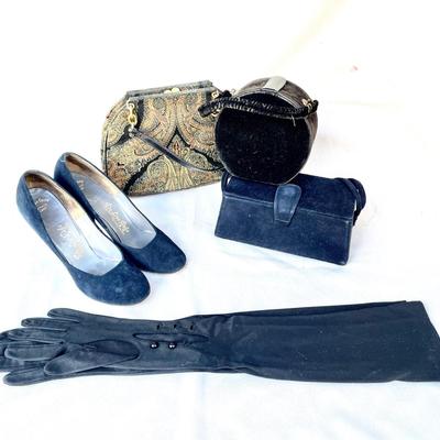 LOT 53 Group Vintage Purses Pumps & Gloves 1940s