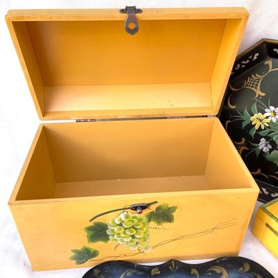 LOT 60 Painted Trays & Boxes