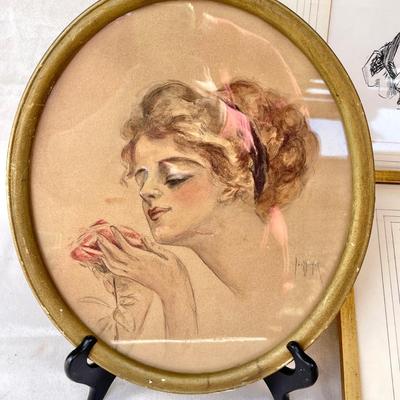 LOT 61 Group 4 Antique Victorian Illustrations & Art Framed Under Glass