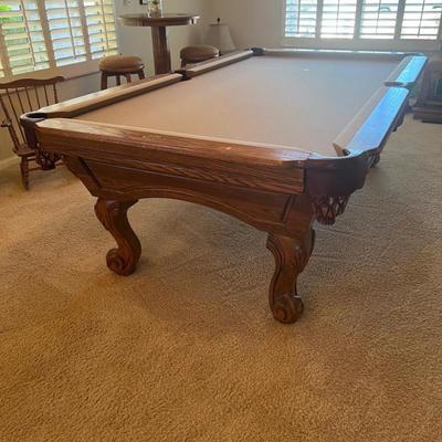 Connelly 8ft Pool Table with Marble Inlay & Carved Legs