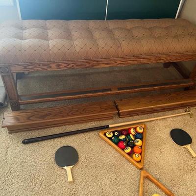Bench with Custom Fabric - Stores Pool Table Accessories