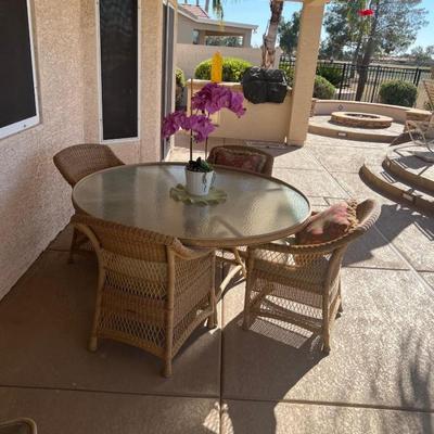 Wicker Patio Furniture Glass Top - Brown Jordan