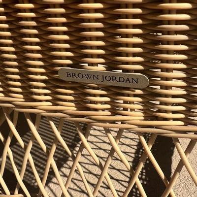 Wicker Patio Chair with Stool & Matching Side Table
