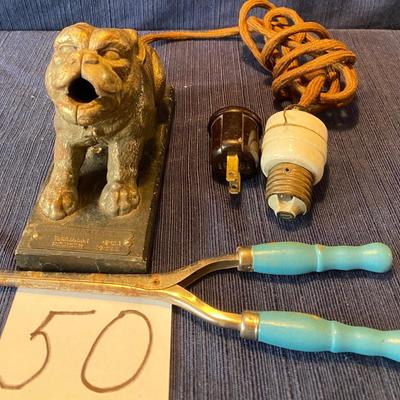 Rare Vintage Cast Bulldog Curling Iron Heater