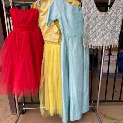 LOT 70 Vintage Formal Gowns Red Strapless Braided Sequin Shell 4 pcs