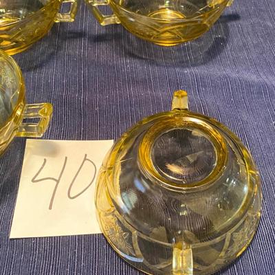 4 Federal Rosemary Amber Double Handled Soup Bowls