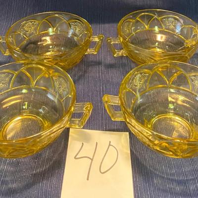 4 Federal Rosemary Amber Double Handled Soup Bowls