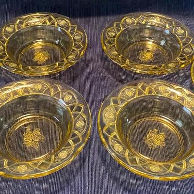 6 Federal Rosemary Amber Fruit Bowls