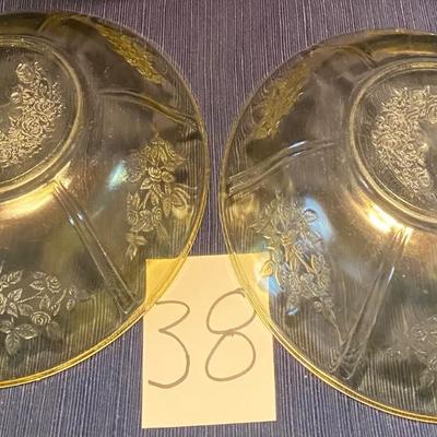 2 Federal Glass Rosemary Amber 8â€ Bowls