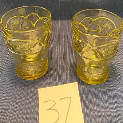 2 Federal Glass Rosemary Amber Tumblers