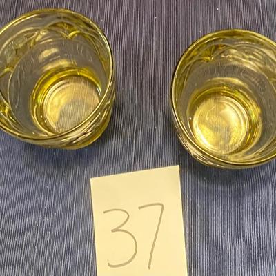 2 Federal Glass Rosemary Amber Tumblers