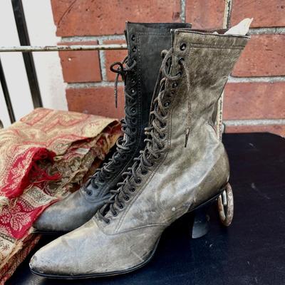 LOT 85 Victorian Blouse/Bodice Shawl & Lace Up Shoes