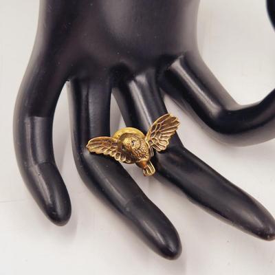 FANTASTIC GOLD TONED WILD OWL PIN