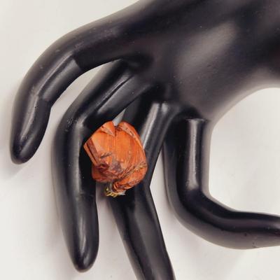 WOODEN HANDCARVED TOAD BROOCH