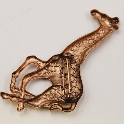 HAND PAINTED BRASS GIRAFFE PIN