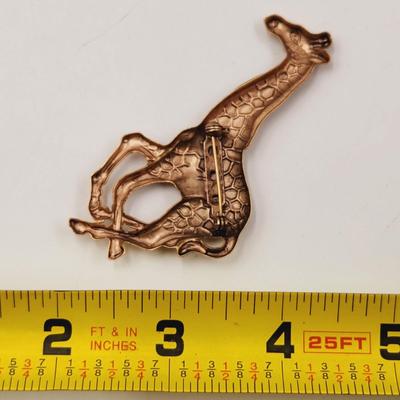 HAND PAINTED BRASS GIRAFFE PIN