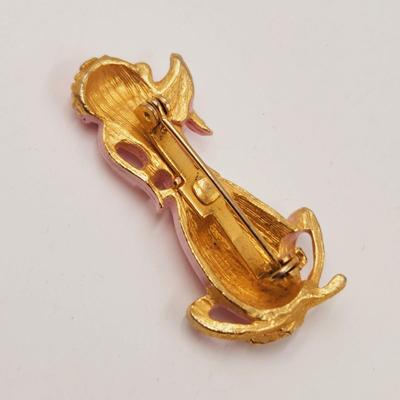 VINTAGE PINK & GOLD TONED BROOCH