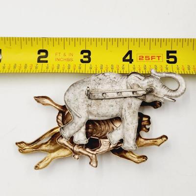 3 TONED ELEPHANT LION & ZEBRA PIN