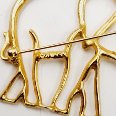 VINTAGE SEARS GOLD TONED ELEPHANT OUTLINED BROOCH