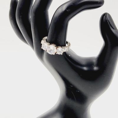 STUNNING .925 STERLING & LARGE CZ STONE RING SIZE 9