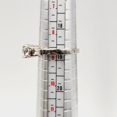 STUNNING .925 STERLING & LARGE CZ STONE RING SIZE 9