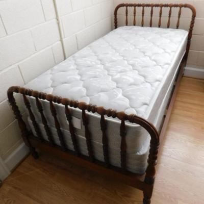 Turned Wood Twin Bed Frame and Mattress Set