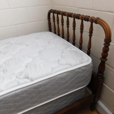 Turned Wood Twin Bed Frame and Mattress Set