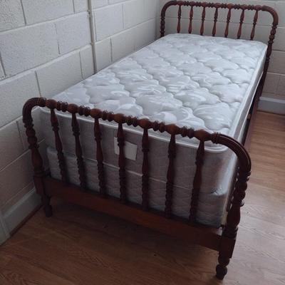 Turned Wood Twin Bed Frame and Mattress Set