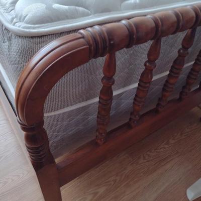 Turned Wood Twin Bed Frame and Mattress Set Choice B
