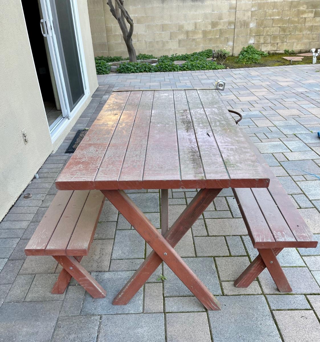 Vintage Picnic Table 30â€ x 60â€ with 2 benches