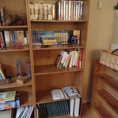 Wood Finish Five Shelf Bookcase Choice A (No Contents)
