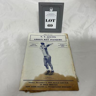 -69- SPORTS | 1937 Green Bay Packers Vs Giants Program | Rough Condition