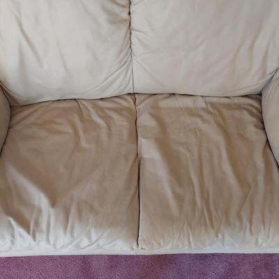 Off White Faux Leather Loveseat (FR-BBL)