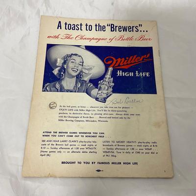 -107- SPORTS | 1940â€™s Milwaukee Brewers Minor League Program