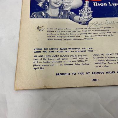 -107- SPORTS | 1940â€™s Milwaukee Brewers Minor League Program