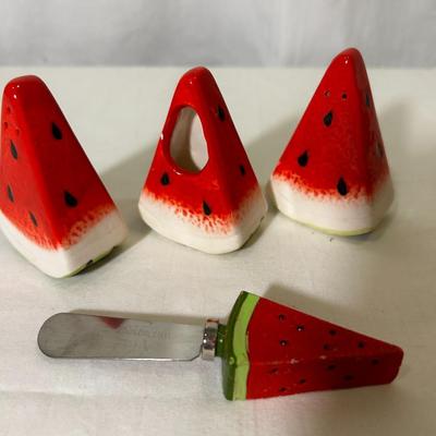 Watermelon Salt & Pepper Shakers, Toothpick Holder & Spreader