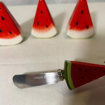 Watermelon Salt & Pepper Shakers, Toothpick Holder & Spreader