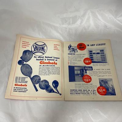 -109- SPORTS | 1953 Milwaukee Braves Program | Joe Adcock Cover