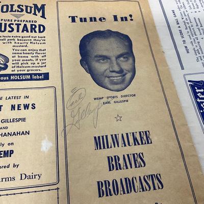 -109- SPORTS | 1953 Milwaukee Braves Program | Joe Adcock Cover