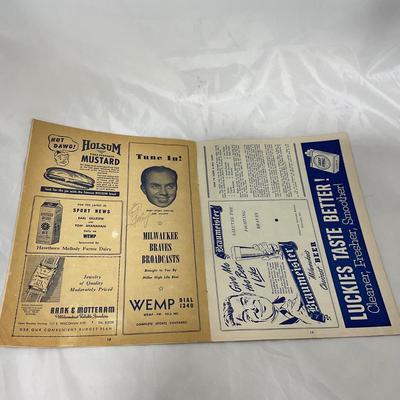 -109- SPORTS | 1953 Milwaukee Braves Program | Joe Adcock Cover
